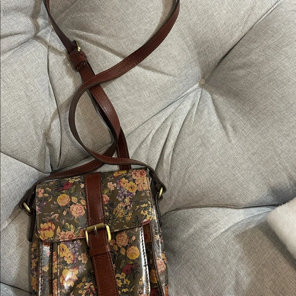 Patricia Nash Floral Brown Crossbody Bag - Picture 3 of 7